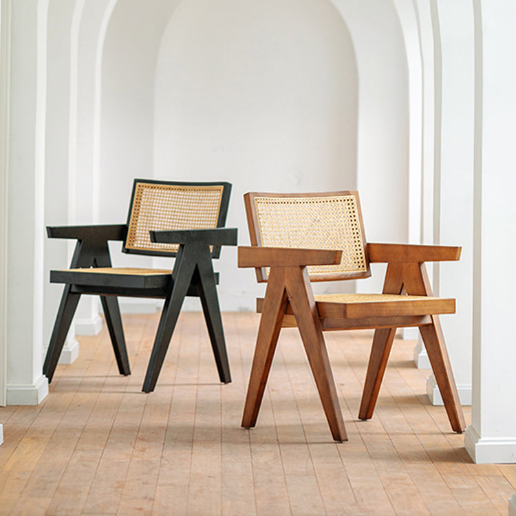 Sillas de comedor de estilo tradicional, silla con respaldo abierto y brazo de cocina con patas de madera