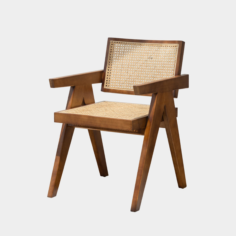 Eetkamerstoelen in traditionele stijl, keukenarmstoel met open rug en houten poten