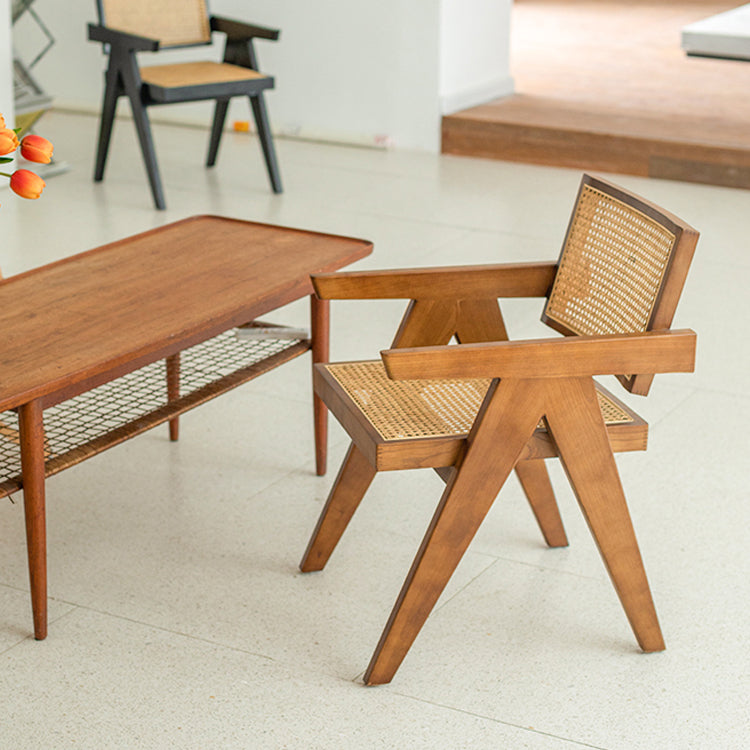 Sillas de comedor de estilo tradicional, silla con respaldo abierto y brazo de cocina con patas de madera