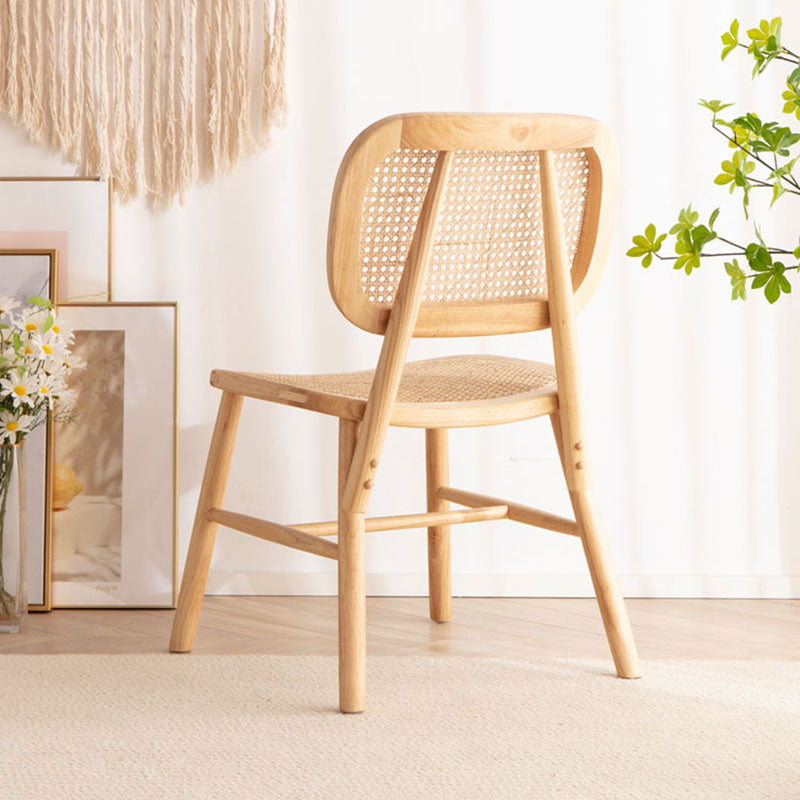 Silla de comedor de madera tradicional, silla lateral de comedor sin brazos con respaldo abierto para cocina