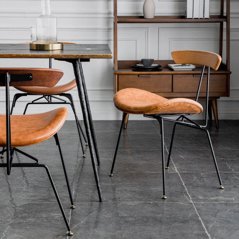 Silla lateral de comedor de metal industrial con respaldo abierto, silla sin brazos para restaurante