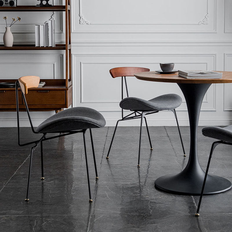 Silla lateral de comedor de metal industrial con respaldo abierto, silla sin brazos para restaurante
