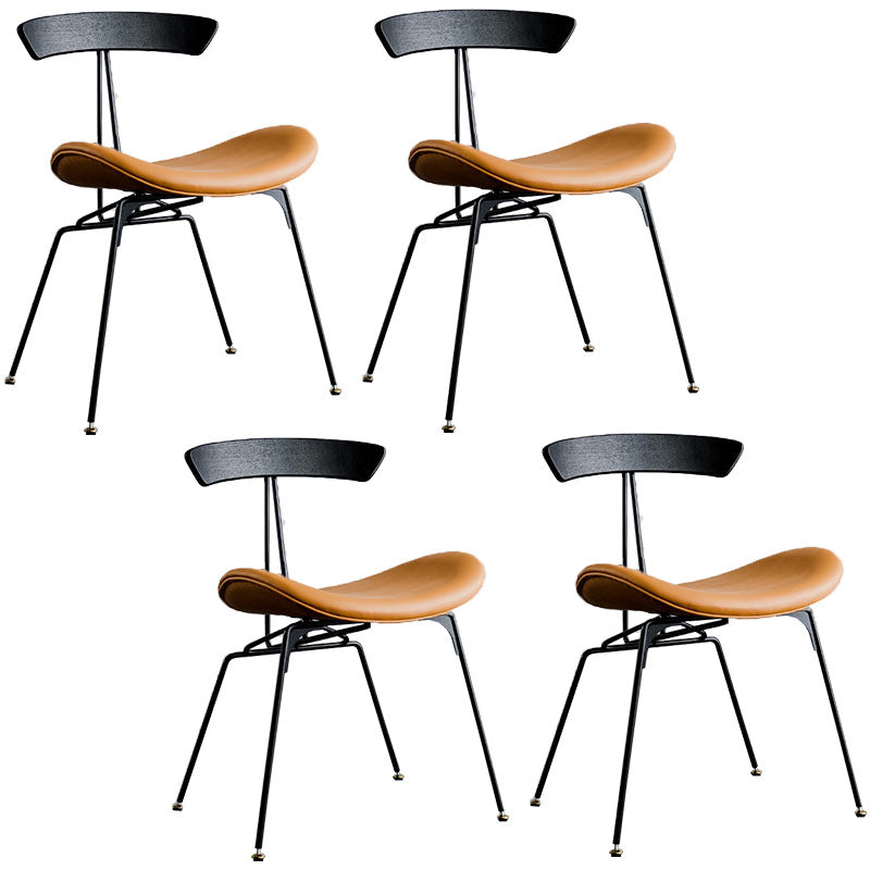 Silla lateral de comedor de metal industrial con respaldo abierto, silla sin brazos para restaurante