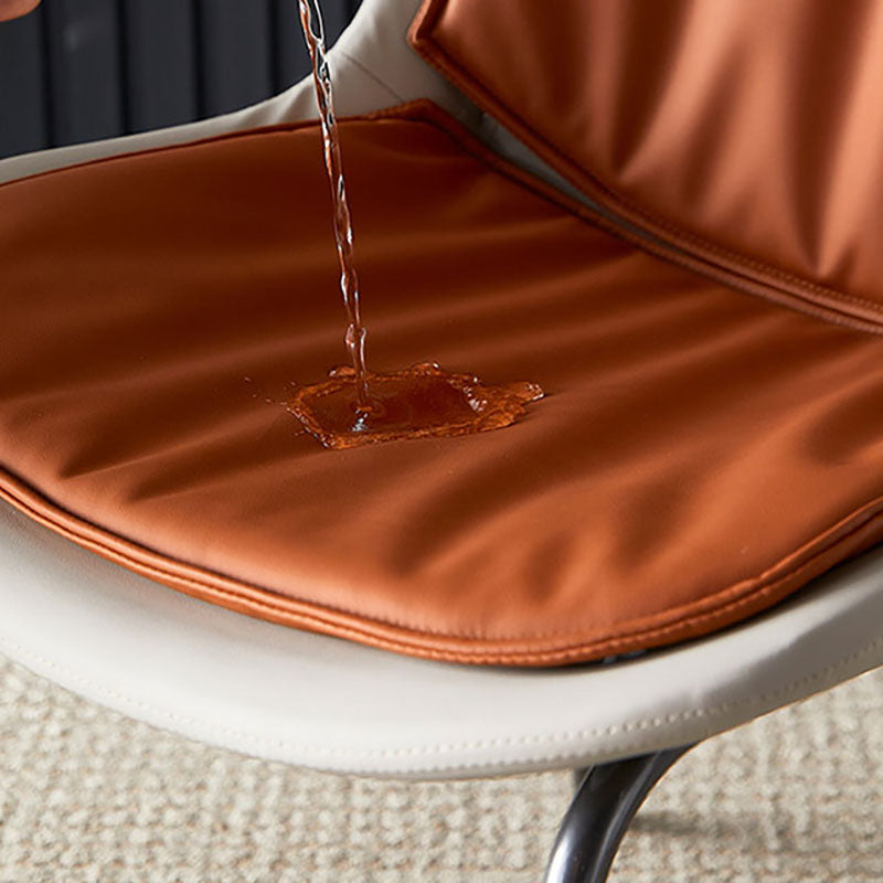 Sillas de comedor de cuero de estilo moderno, respaldo sólido sin brazos, silla lateral de comedor