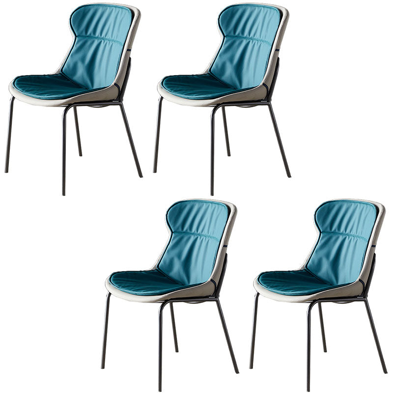 Sillas de comedor de cuero de estilo moderno, respaldo sólido sin brazos, silla lateral de comedor