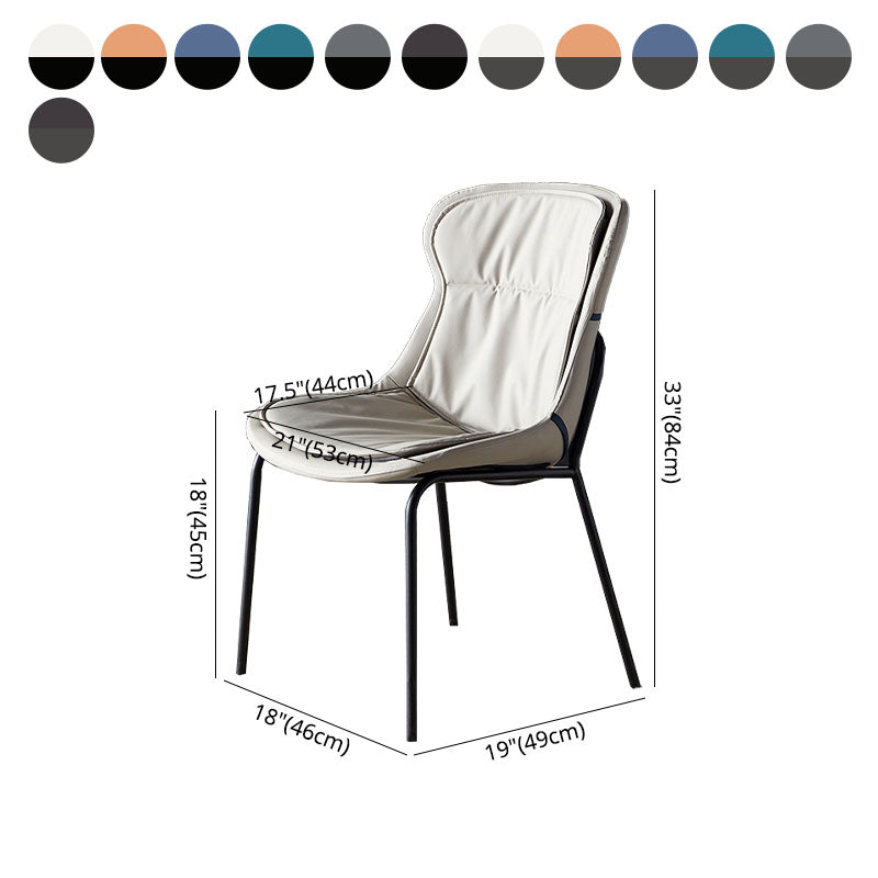 Sillas de comedor de cuero de estilo moderno, respaldo sólido sin brazos, silla lateral de comedor