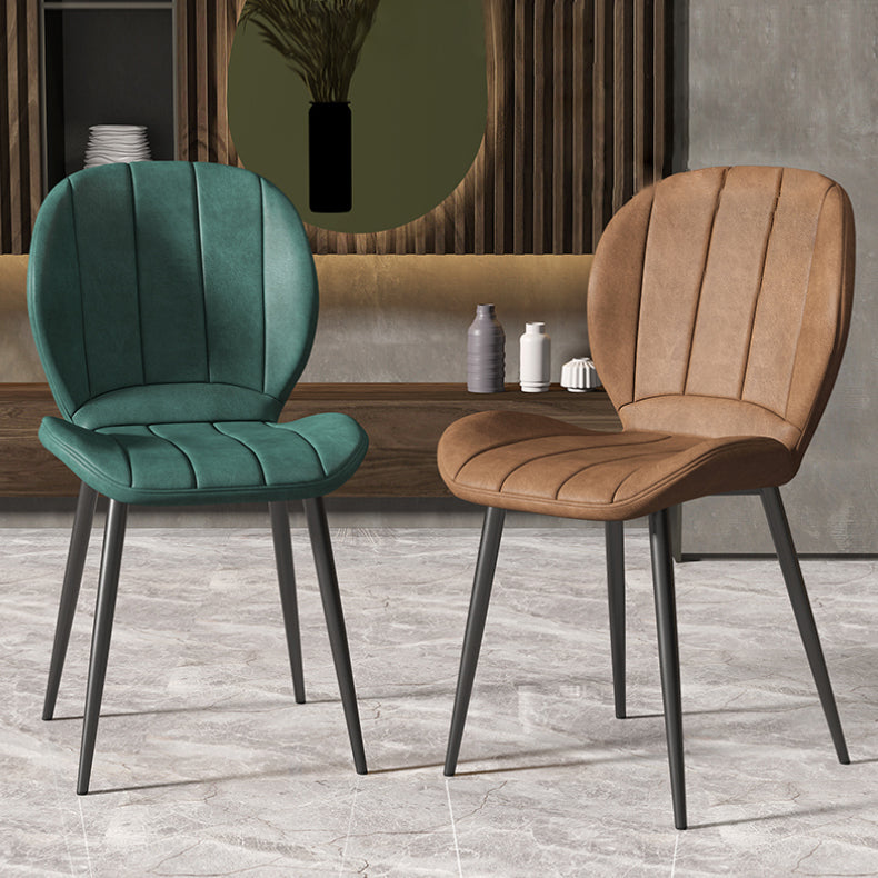 Silla lateral de comedor de metal nórdico Parsons, silla sin brazos para restaurante