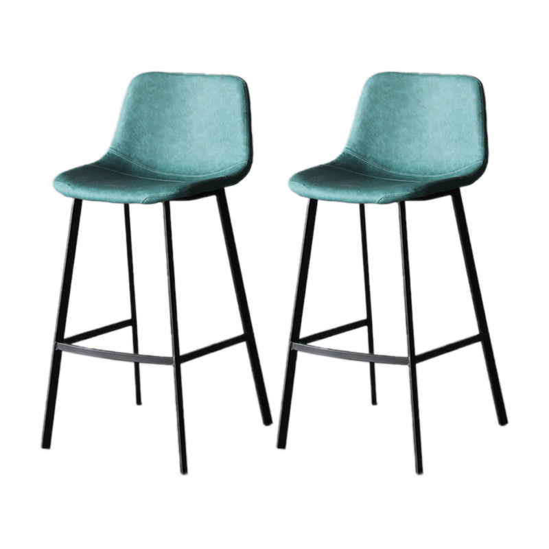 Modern Style Bar-stool Bucket Leather Seat Barstool with Footrest and Iron Legs