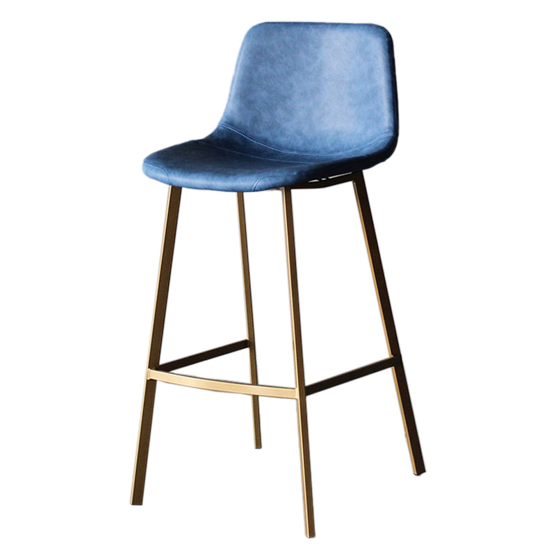 Modern Style Bar-stool Bucket Leather Seat Barstool with Footrest and Iron Legs