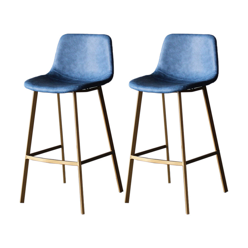 Modern Style Bar-stool Bucket Leather Seat Barstool with Footrest and Iron Legs