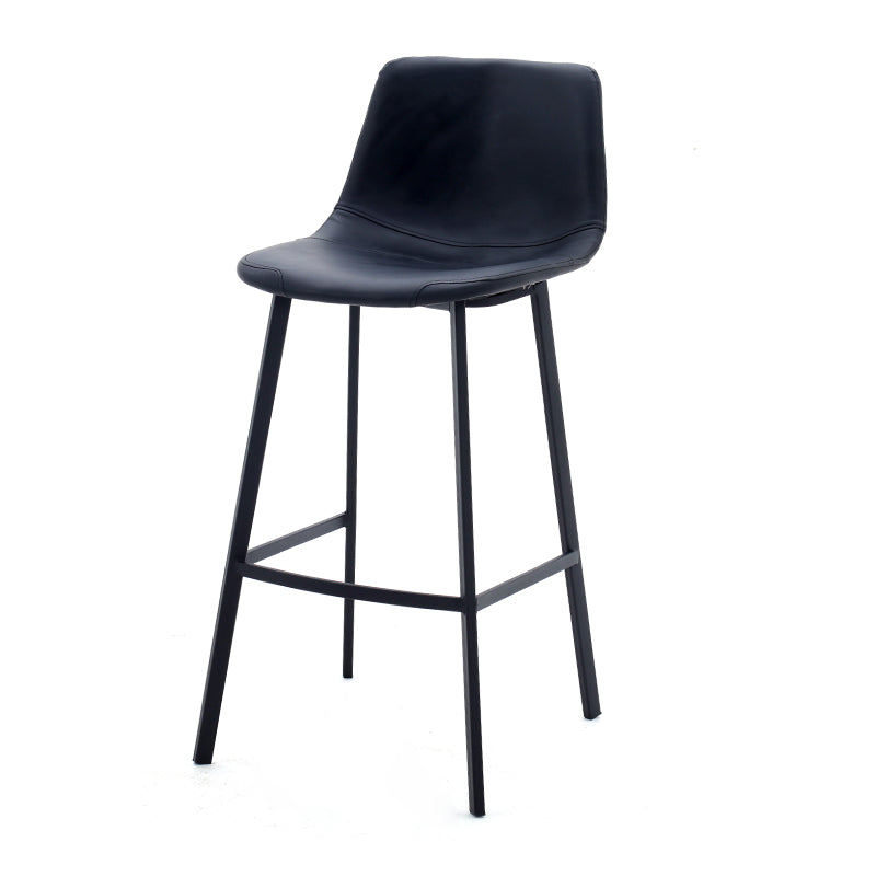 Modern Style Bar-stool Bucket Leather Seat Barstool with Footrest and Iron Legs