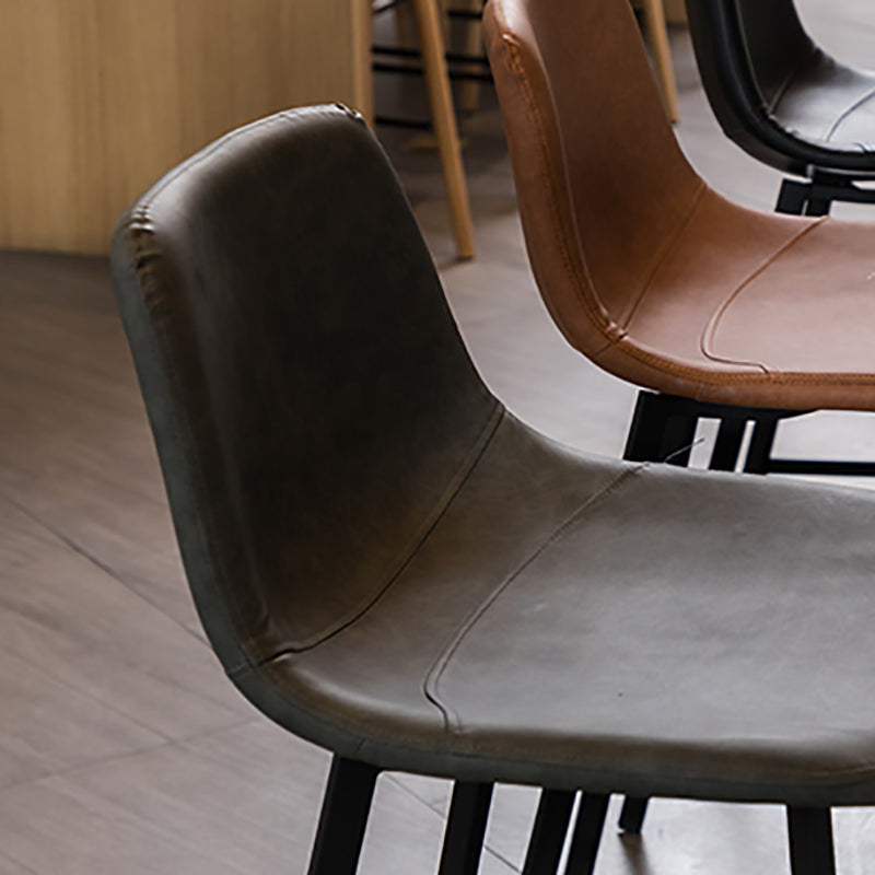 Modern Style Bar-stool Bucket Leather Seat Barstool with Footrest and Iron Legs