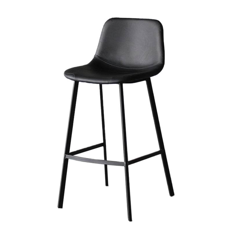 Modern Style Bar-stool Bucket Leather Seat Barstool with Footrest and Iron Legs