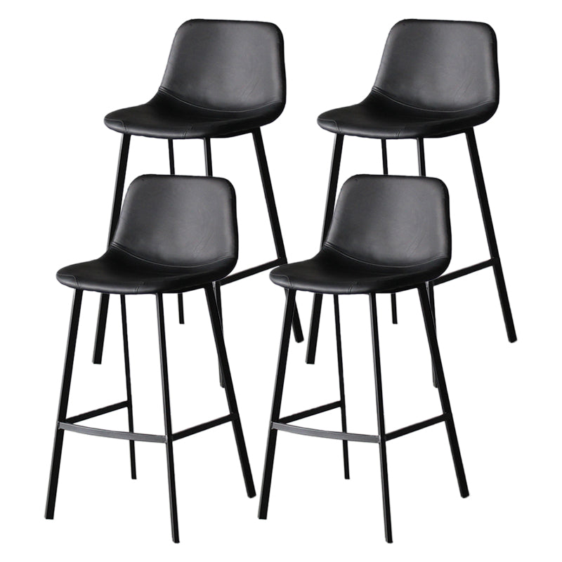 Modern Style Bar-stool Bucket Leather Seat Barstool with Footrest and Iron Legs