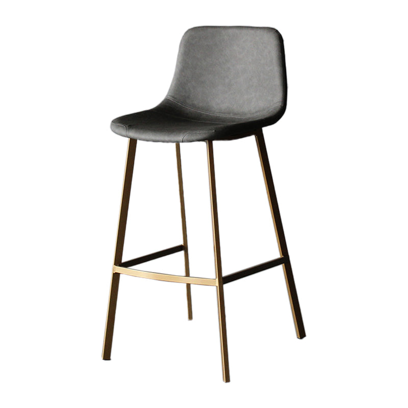 Modern Style Bar-stool Bucket Leather Seat Barstool with Footrest and Iron Legs