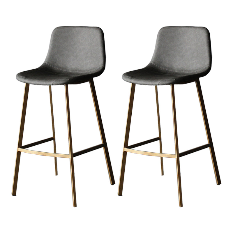 Modern Style Bar-stool Bucket Leather Seat Barstool with Footrest and Iron Legs