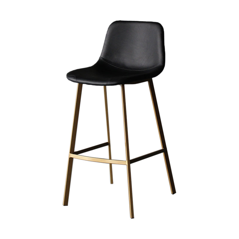 Modern Style Bar-stool Bucket Leather Seat Barstool with Footrest and Iron Legs