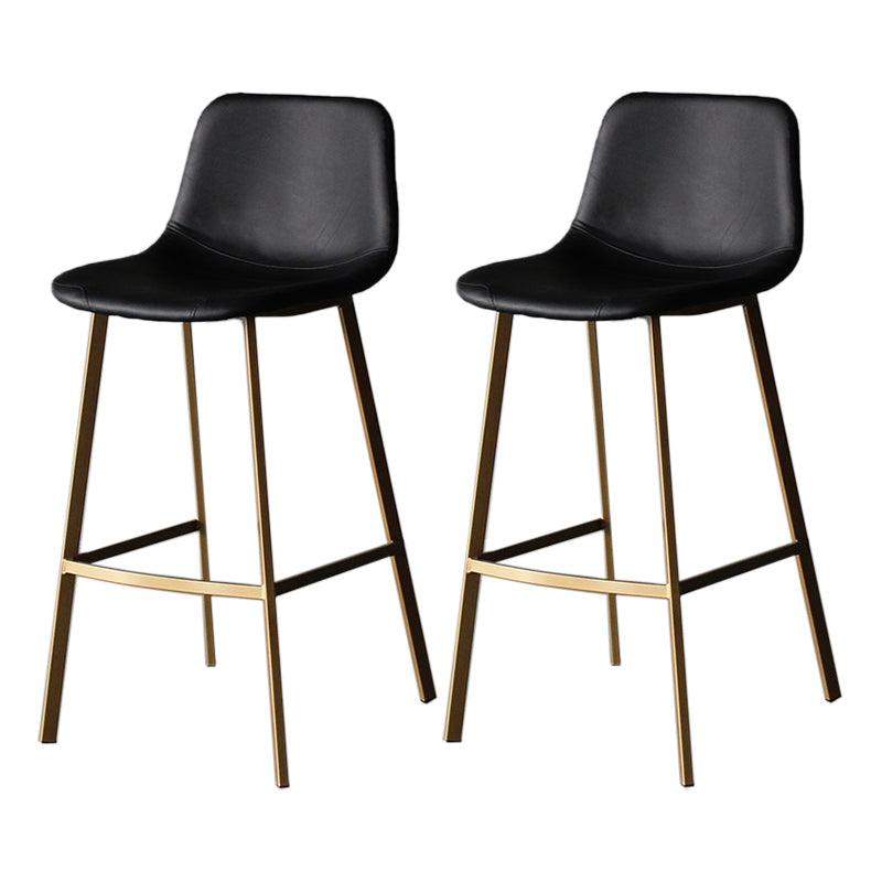 Modern Style Bar-stool Bucket Leather Seat Barstool with Footrest and Iron Legs