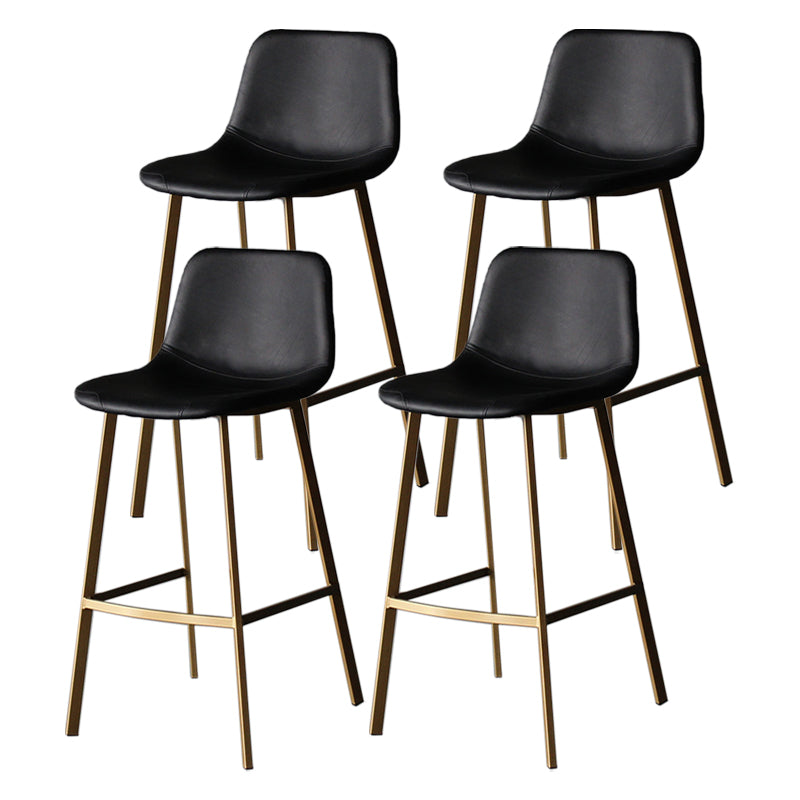 Modern Style Bar-stool Bucket Leather Seat Barstool with Footrest and Iron Legs