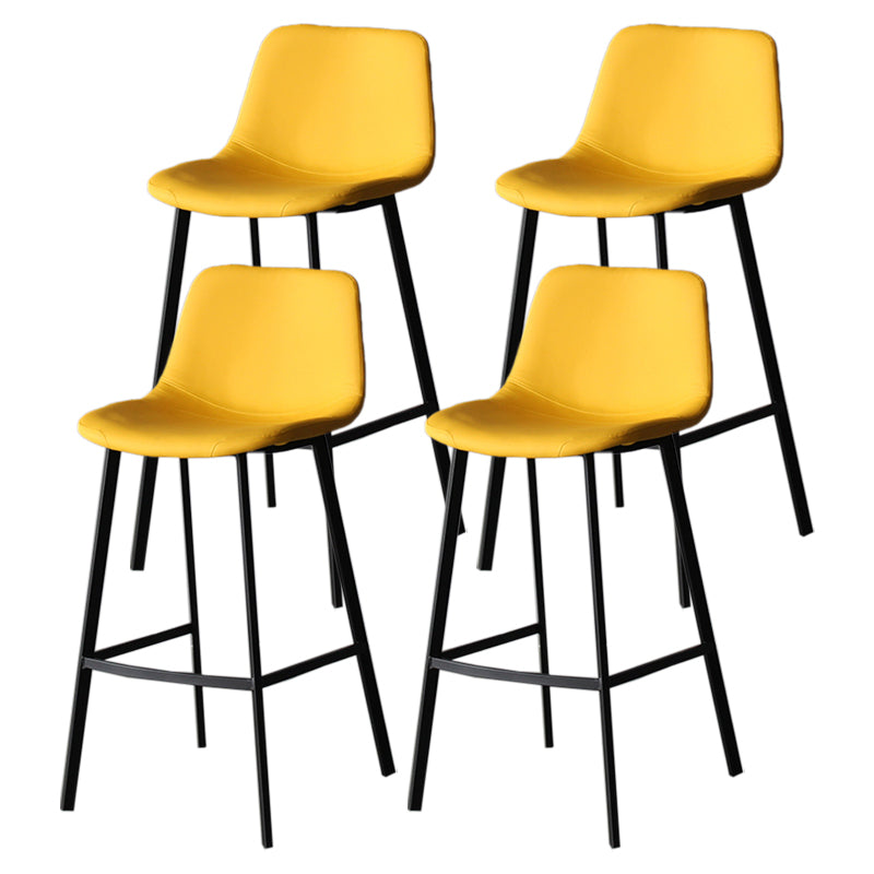 Modern Style Bar-stool Bucket Leather Seat Barstool with Footrest and Iron Legs
