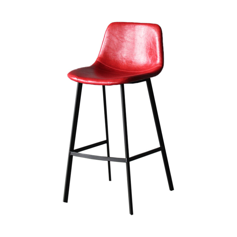Modern Style Bar-stool Bucket Leather Seat Barstool with Footrest and Iron Legs