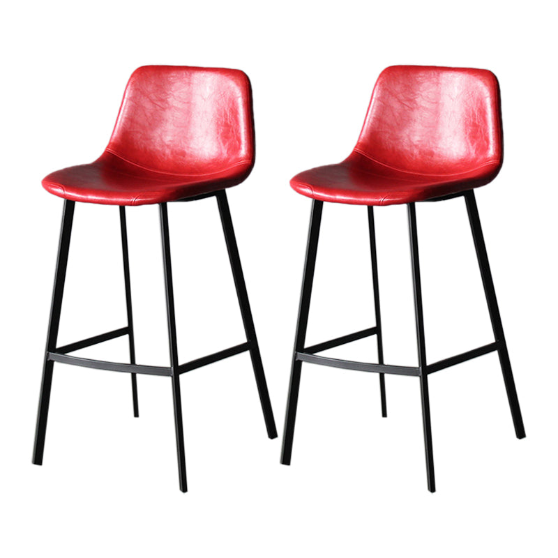 Modern Style Bar-stool Bucket Leather Seat Barstool with Footrest and Iron Legs