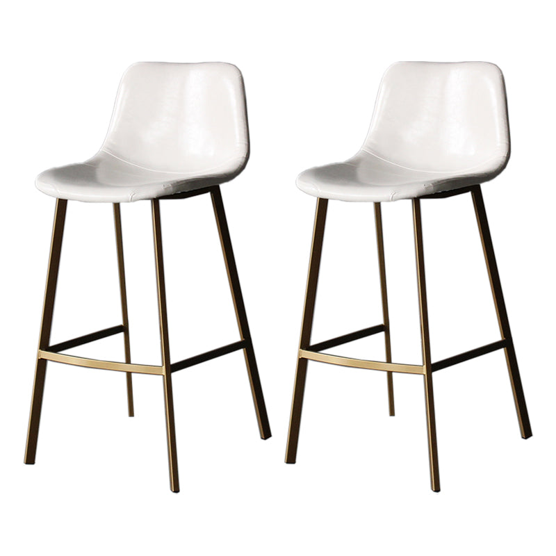 Modern Style Bar-stool Bucket Leather Seat Barstool with Footrest and Iron Legs