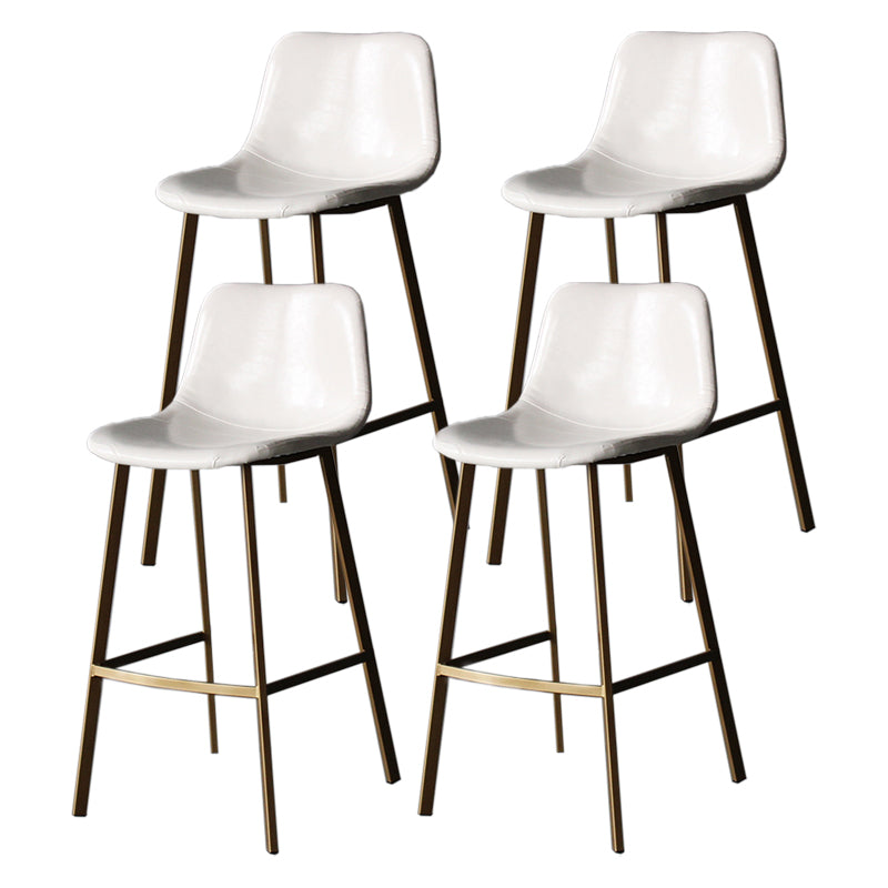 Modern Style Bar-stool Bucket Leather Seat Barstool with Footrest and Iron Legs