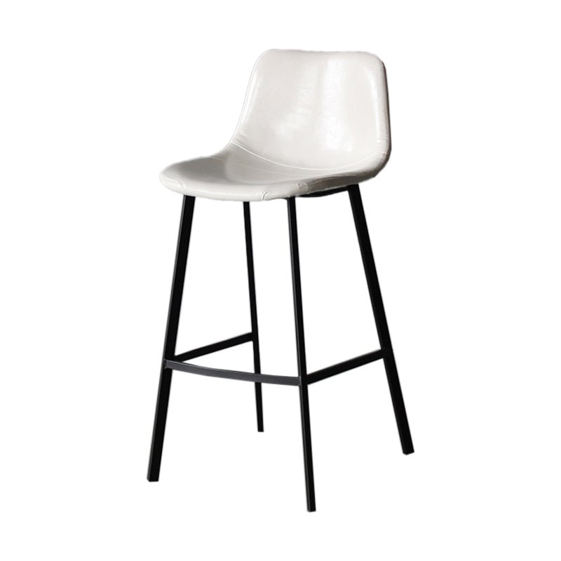 Modern Style Bar-stool Bucket Leather Seat Barstool with Footrest and Iron Legs
