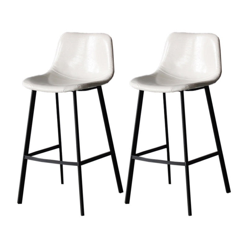Modern Style Bar-stool Bucket Leather Seat Barstool with Footrest and Iron Legs