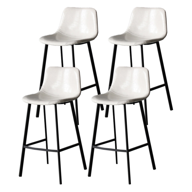 Modern Style Bar-stool Bucket Leather Seat Barstool with Footrest and Iron Legs