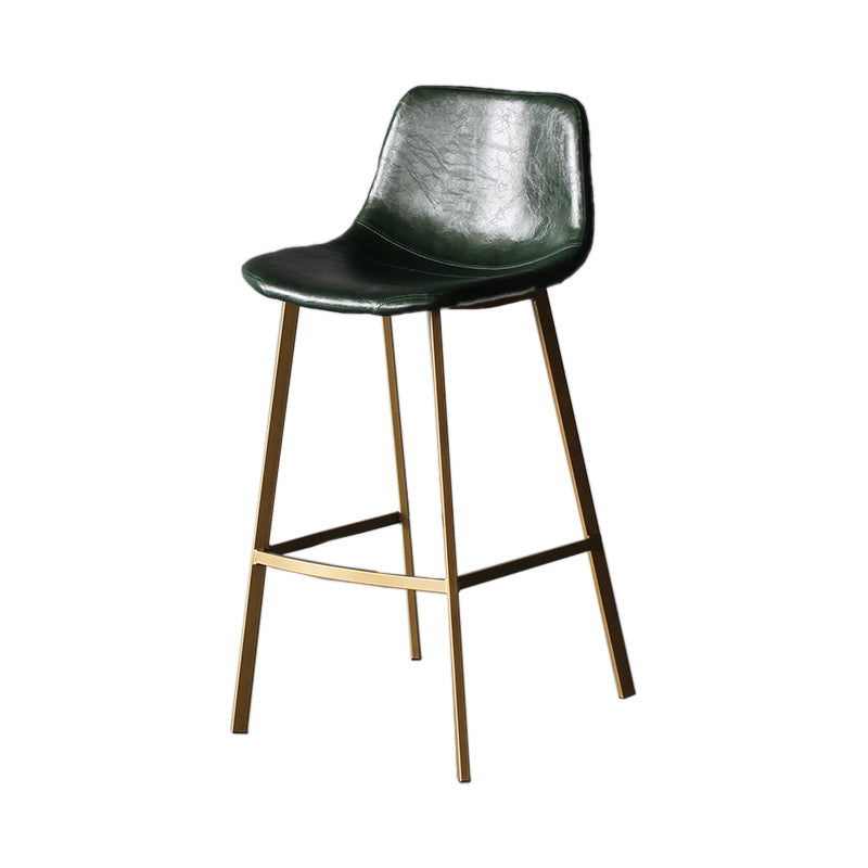 Modern Style Bar-stool Bucket Leather Seat Barstool with Footrest and Iron Legs