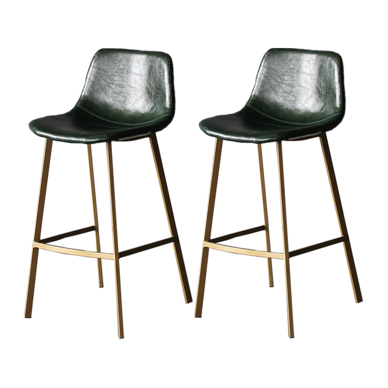 Modern Style Bar-stool Bucket Leather Seat Barstool with Footrest and Iron Legs
