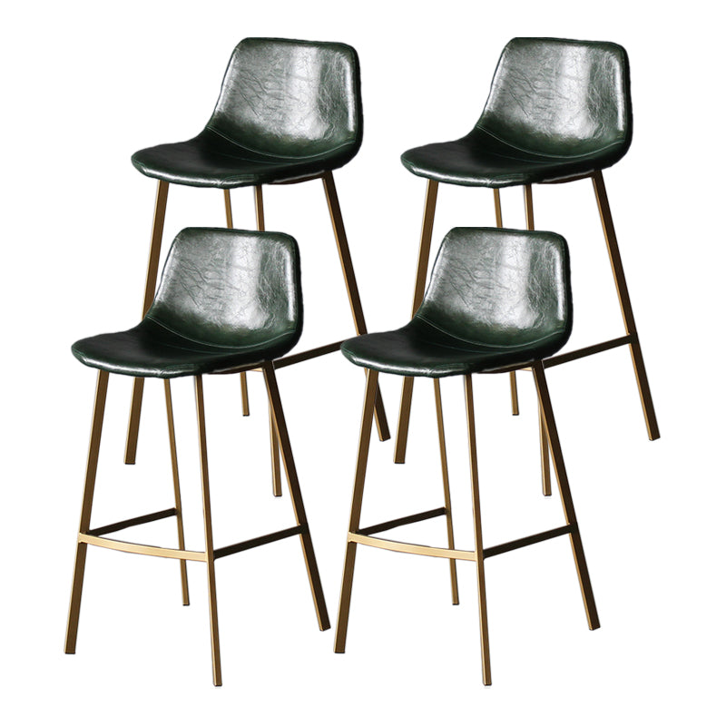 Modern Style Bar-stool Bucket Leather Seat Barstool with Footrest and Iron Legs