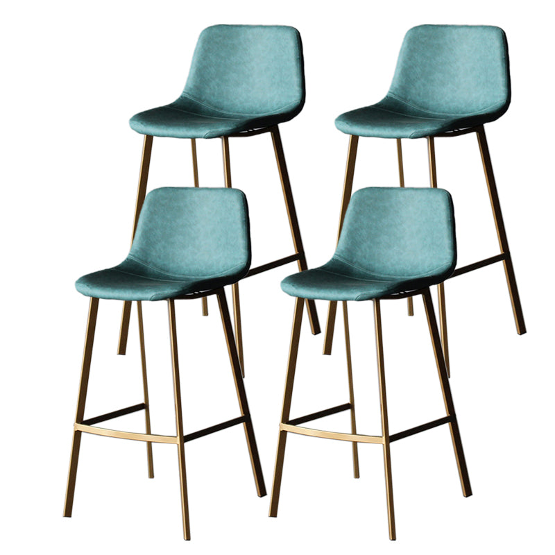 Modern Style Bar-stool Bucket Leather Seat Barstool with Footrest and Iron Legs