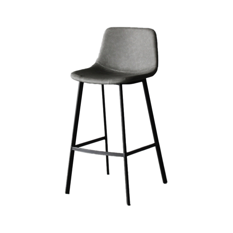 Modern Style Bar-stool Bucket Leather Seat Barstool with Footrest and Iron Legs