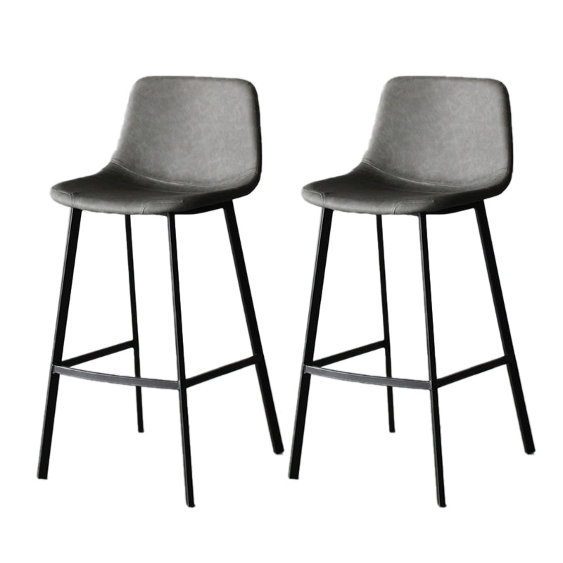 Modern Style Bar-stool Bucket Leather Seat Barstool with Footrest and Iron Legs