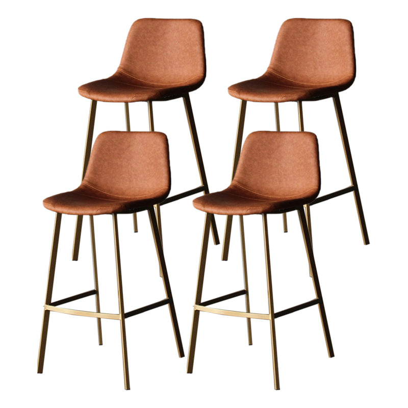 Modern Style Bar-stool Bucket Leather Seat Barstool with Footrest and Iron Legs