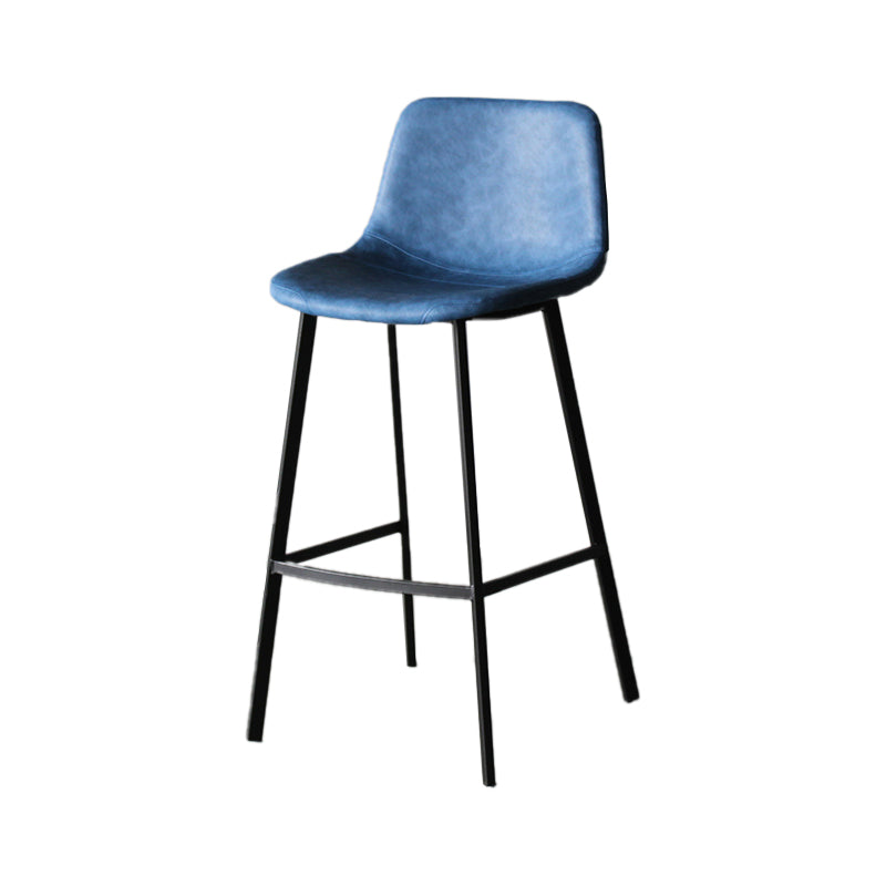 Modern Style Bar-stool Bucket Leather Seat Barstool with Footrest and Iron Legs