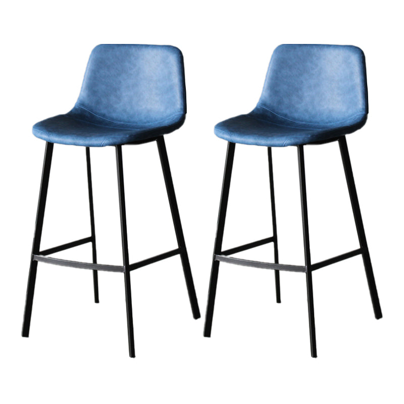 Modern Style Bar-stool Bucket Leather Seat Barstool with Footrest and Iron Legs