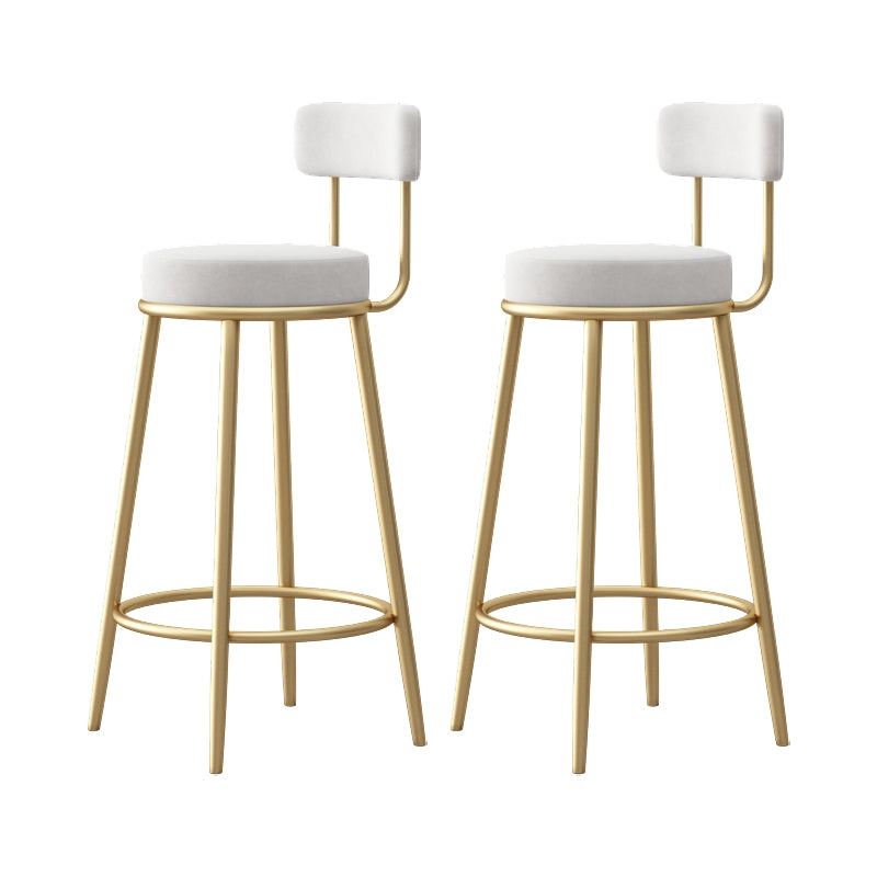 Glam Style Bar-stool Round Seat with Low Back Iron Legs for Kitchen Bar