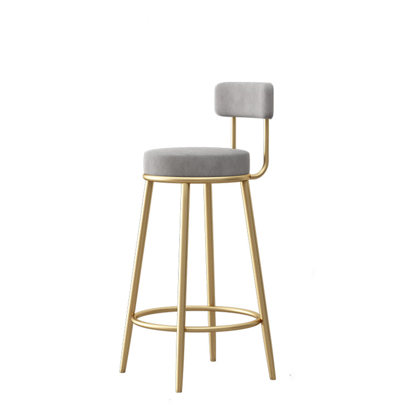 Glam Style Bar-stool Round Seat with Low Back Iron Legs for Kitchen Bar