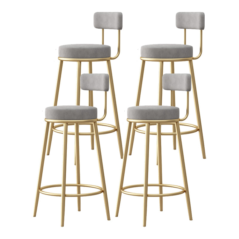Glam Style Bar-stool Round Seat with Low Back Iron Legs for Kitchen Bar