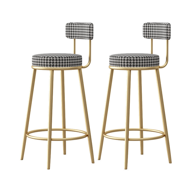 Glam Style Bar-stool Round Seat with Low Back Iron Legs for Kitchen Bar