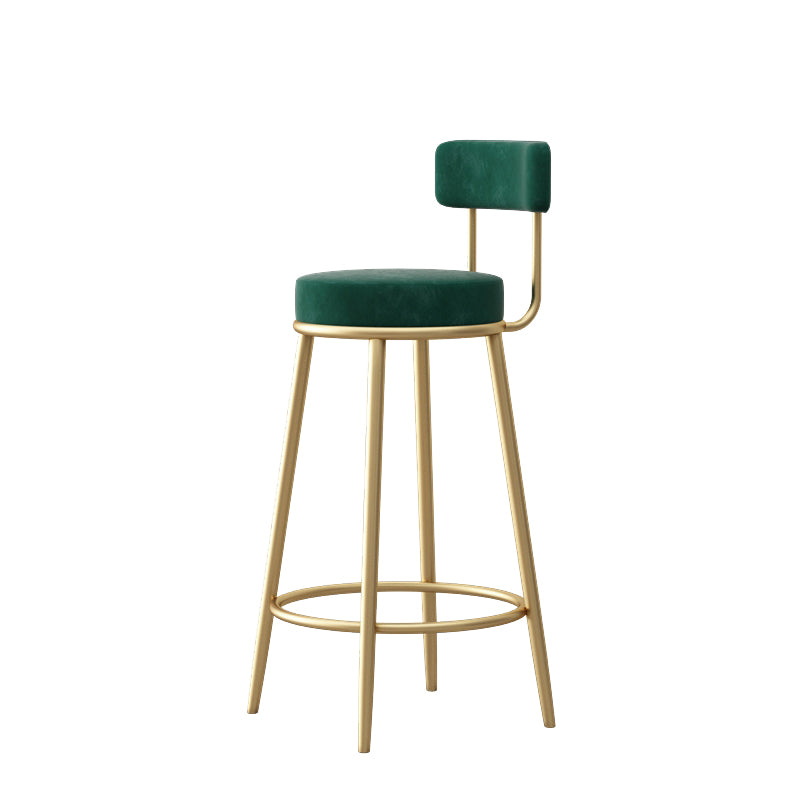 Glam Style Bar-stool Round Seat with Low Back Iron Legs for Kitchen Bar