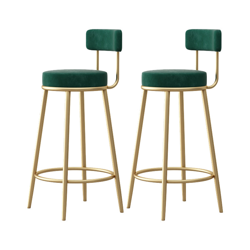 Glam Style Bar-stool Round Seat with Low Back Iron Legs for Kitchen Bar