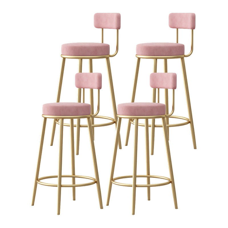 Glam Style Bar-stool Round Seat with Low Back Iron Legs for Kitchen Bar
