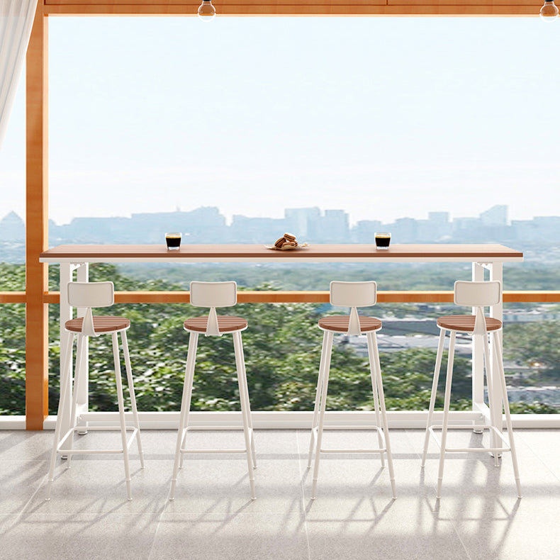 Brown Modern Style Bar Table in Metal and Wood Outdoor Bar Table