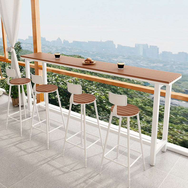 Brown Modern Style Bar Table in Metal and Wood Outdoor Bar Table