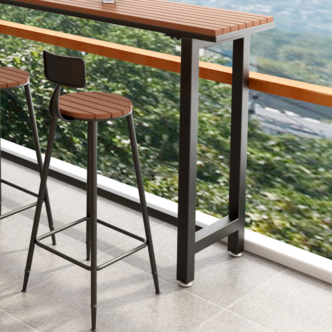 Brown Modern Style Bar Table in Metal and Wood Outdoor Bar Table